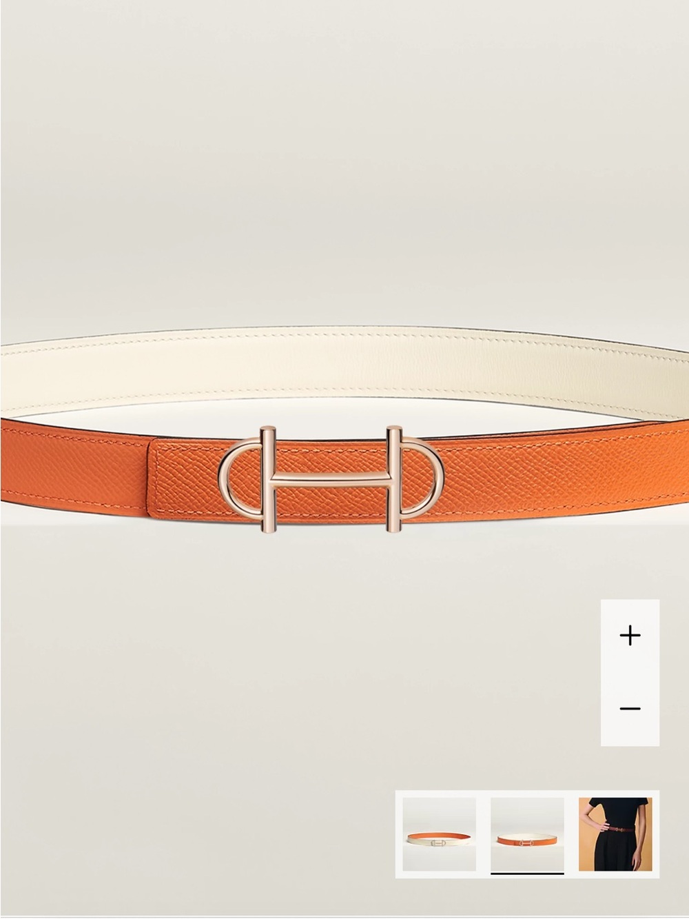 Hermes Authentic 13mm Reversible leather Belt orange & white size 75 gamma buckl